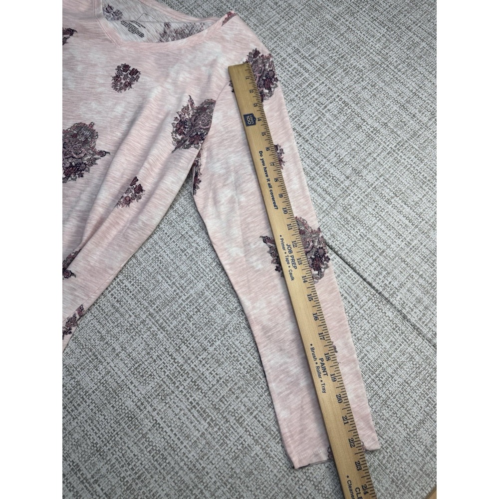 Sonoma The Everyday Tee Pink Print Long Sleeve V-Neck T-Shirt PXL Petite - Picture 9 of 9